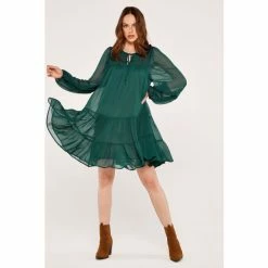 Apricot Green Crinkle Tiered Chiffon Dress -Apricot Shop unnamed file 841