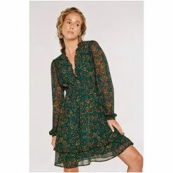 Apricot Burgundy Red & Black Painterly Paisley Smock Frill Dress -Apricot Shop unnamed file 875