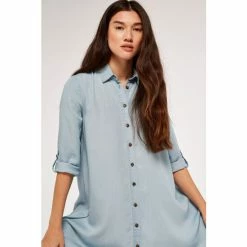 Apricot Light Blue Denim Tencel Shirt Dress -Apricot Shop unnamed file 884