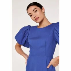 Apricot Blue Puff Sleeve Bow Back Dress -Apricot Shop unnamed file 912