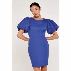Apricot Blue Puff Sleeve Bow Back Dress -Apricot Shop unnamed file 913