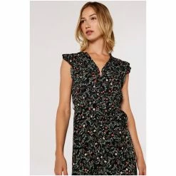 Apricot Black Multi Buttercup Belted Button Midi Dress -Apricot Shop unnamed file 919