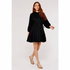 Apricot Black Button Dress With Rope Belt -Apricot Shop unnamed file 924