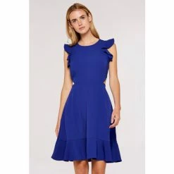Apricot Blue Frill Cut Out Crape Midi Dress -Apricot Shop unnamed file 956