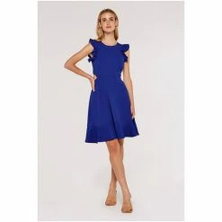 Apricot Blue Frill Cut Out Crape Midi Dress -Apricot Shop unnamed file 957