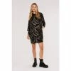Apricot Khaki Green & Black Zebra High Neck Cocoon Dress