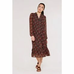 Apricot Black & Red Pansy Ditsy Ruffle Midi Dress -Apricot Shop unnamed file 967