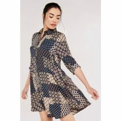 Apricot Blue Black & Cream Patchwork Swing Shirt Dress -Apricot Shop unnamed file 972