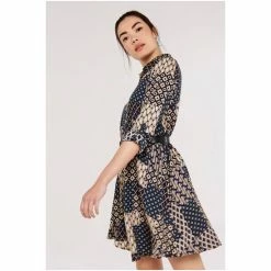Apricot Blue Black & Cream Patchwork Swing Shirt Dress -Apricot Shop unnamed file 974