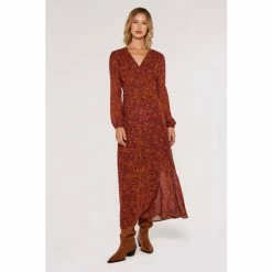 Apricot Red & Orange Erdem Flowers Wrap Maxi Dress